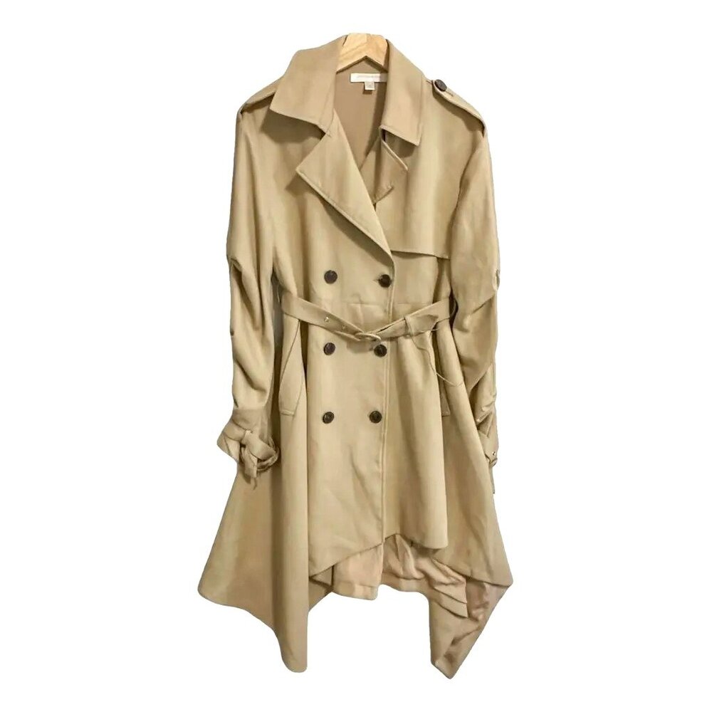 Jonathan Simkhai Asymmetric Cotton-twill Trench Coat In Beige, size small